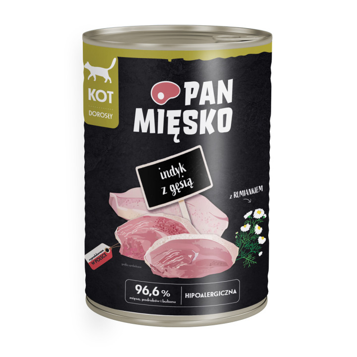 Karma mokra dla kota Pan Mięsko Indyk z gęsią 400g