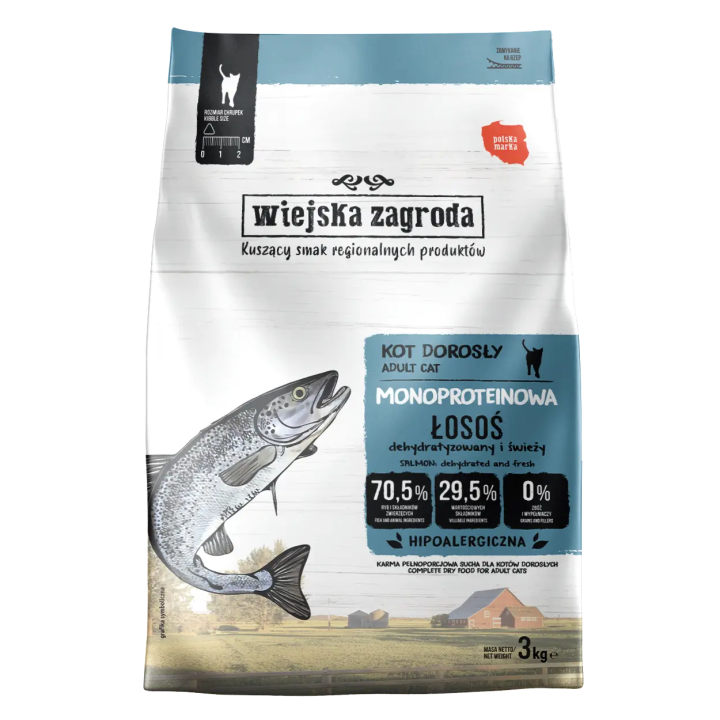 Monobiałkowa sucha karma dla dorosłego kota - łosoś - 3kg