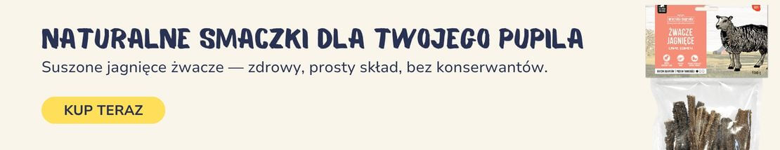 Baner reklamujący żwacze / smaczki dla psów o smaku jagnięciny
